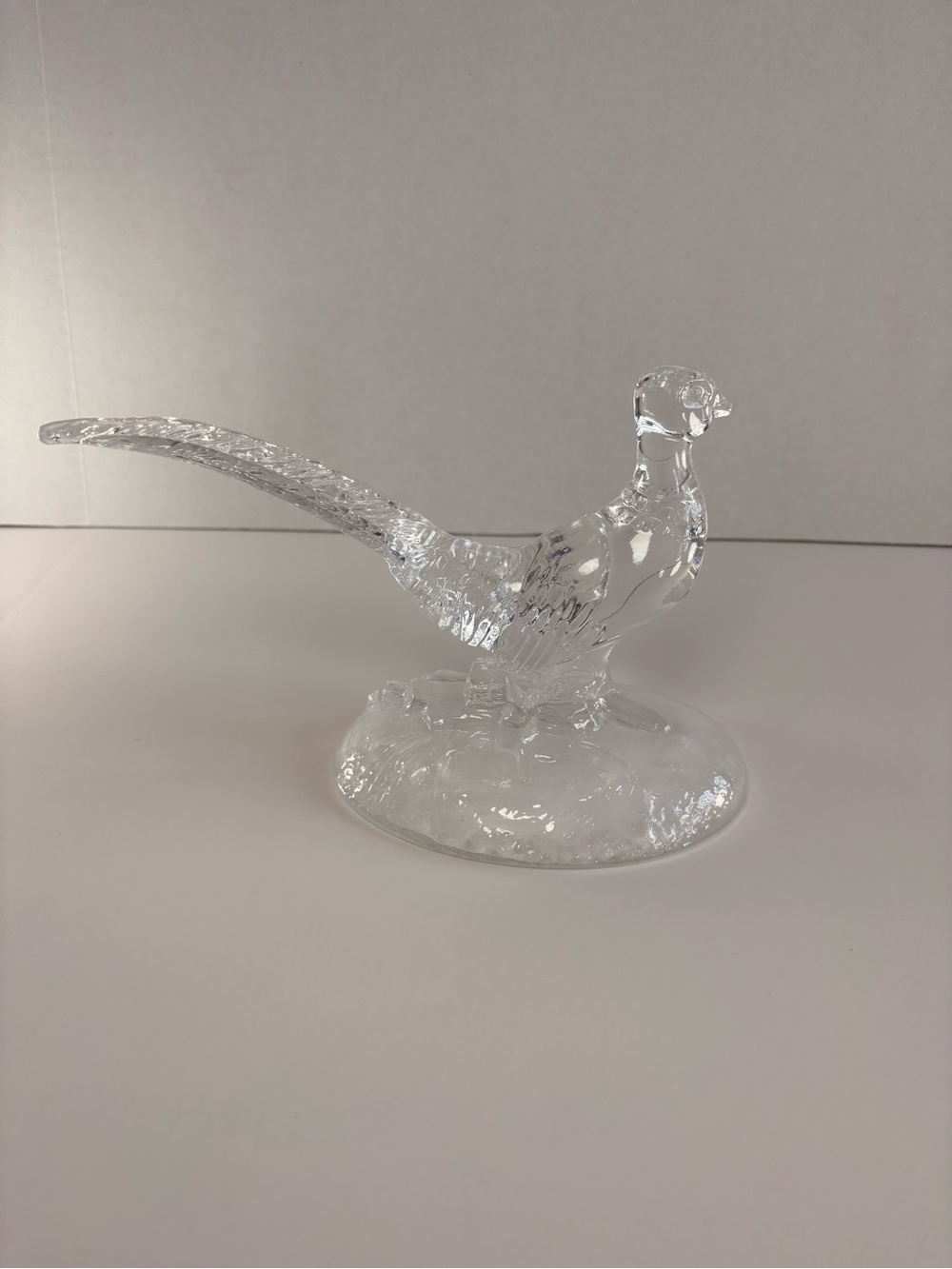 🦚 Vintage Clear Glass Pheasant Figurine – Decorative Bird Sculpture Wildlife